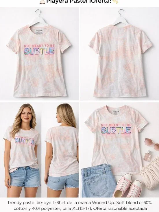 ✨ Pastel Tie Dye Graphic Tee XL 💖 “Not Meant To Be Subtle” ✨ - Picture 9 of 9